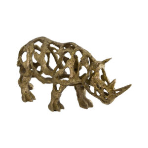 Old-Fashioned Gold Rhino Sculpture 50 x 22 x 14