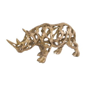 Old-Fashioned Gold Rhino Sculpture 50 x 22 x 14