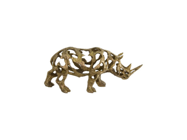 Old-Fashioned Gold Rhino Sculpture 50 x 22 x 14