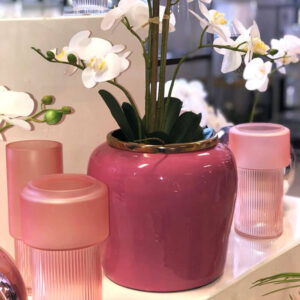 Pink Gold Rim Vase 24 cm