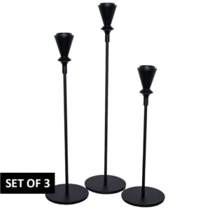 Black Almi Candle Holder Set of 3 35 cm 30 cm 25 cm