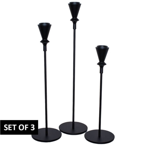 Black Almi Candle Holder Set of 3 35 cm 30 cm 25 cm
