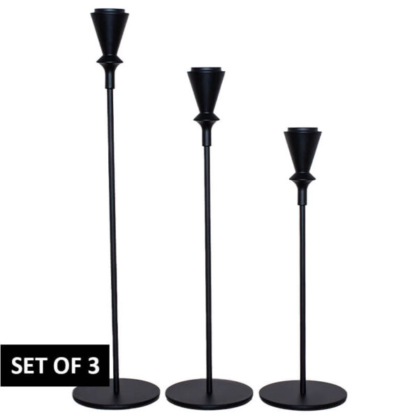 Black Almi Candle Holder Set of 3 35 cm 30 cm 25 cm