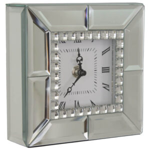 Mirror Clock with Precious Stones 15 x 15 cm
