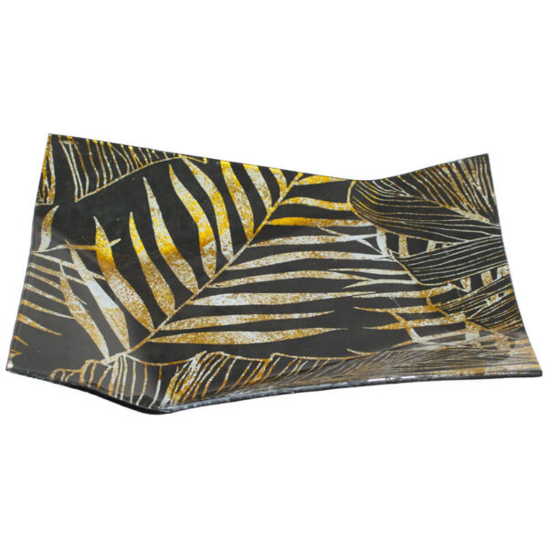 Gold and Black Leaf Dish 25 x 17 cm