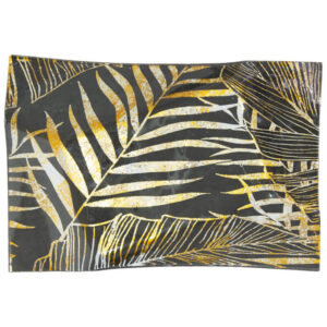 Gold and Black Leaf Dish 25 x 17 cm