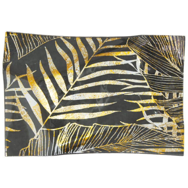 Gold and Black Leaf Dish 25 x 17 cm