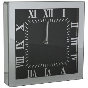 Black Glimmer Square Clock 25 cm