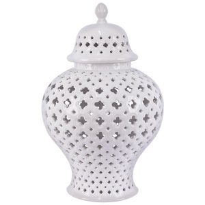 White Lanced Ginger Jar 48 cm